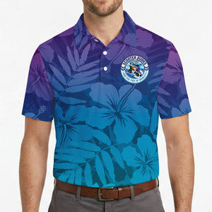 Hibiscus and Fern Purple to Teal Ombre Custom Polo Shirt