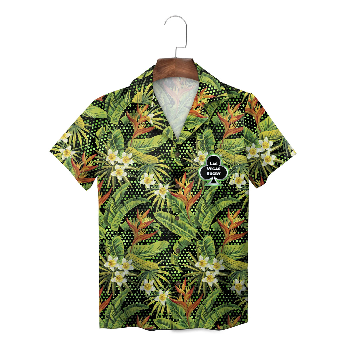 Heliconia and Banana Leaf Black Custom Hawaiian Shirt