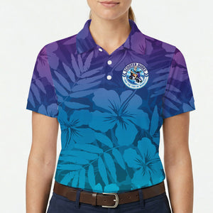 Hibiscus and Fern Purple to Teal Ombre Custom Polo Shirt