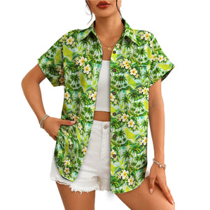 Palm Tree and Hibiscus Pale Aqua Custom Hawaiian Shirt