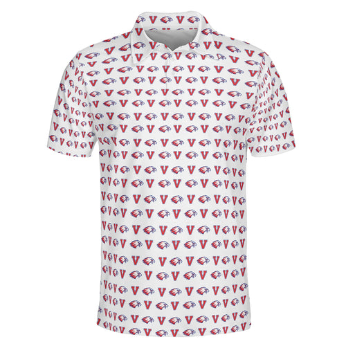 Eagle Head and Letter Motif Red White Custom Polo Shirt