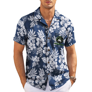 Hibiscus and Monstera Navy Blue Custom Hawaiian Shirt