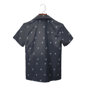 Dark gray Hawaiian shirt with small white astronaut pattern variant 2