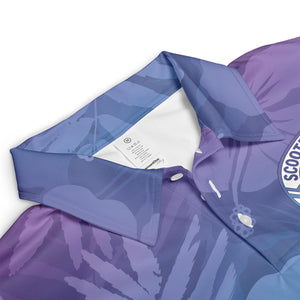 Hibiscus and Fern Purple to Teal Ombre Custom Polo Shirt