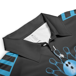 Black grey polo showing bowling ball pins heartbeat line variant 3