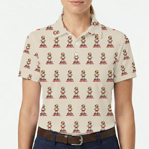Mustached Mascot Cream Custom Polo Shirt