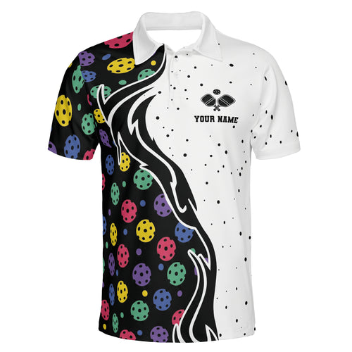 Colorful Pickleball Scatter Custom Name Polo Shirt
