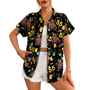Black Hawaiian shirt with party rhino birthday cake gifts pattern variant 4