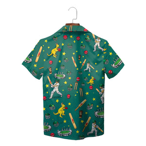 Green Ashes cricket Hawaiian shirt kangaroo batsman stars variant 2
