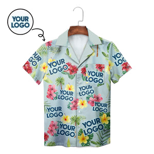 Custom photo birthday Hawaiian shirt with hibiscus palms variant 2