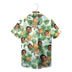 Custom face photo pineapple palm leaf Hawaiian shirt on hanger variant 3