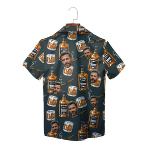 Charcoal Hawaiian shirt whiskey bottles cigars custom face variant 2