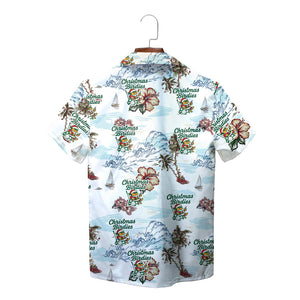 Light blue Hawaiian shirt with Christmas golf bird palm tree print variant 2