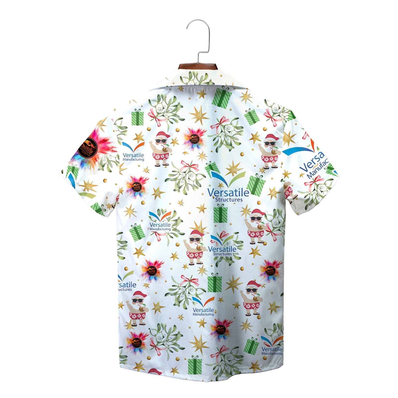 White Hawaiian shirt with Santa mistletoe gifts custom logos variant 2