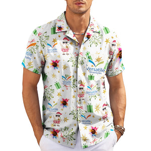 White Hawaiian shirt with Santa mistletoe gifts custom logos variant 3