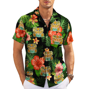 Black tropical hibiscus monstera custom logo aloha shirt variant 3