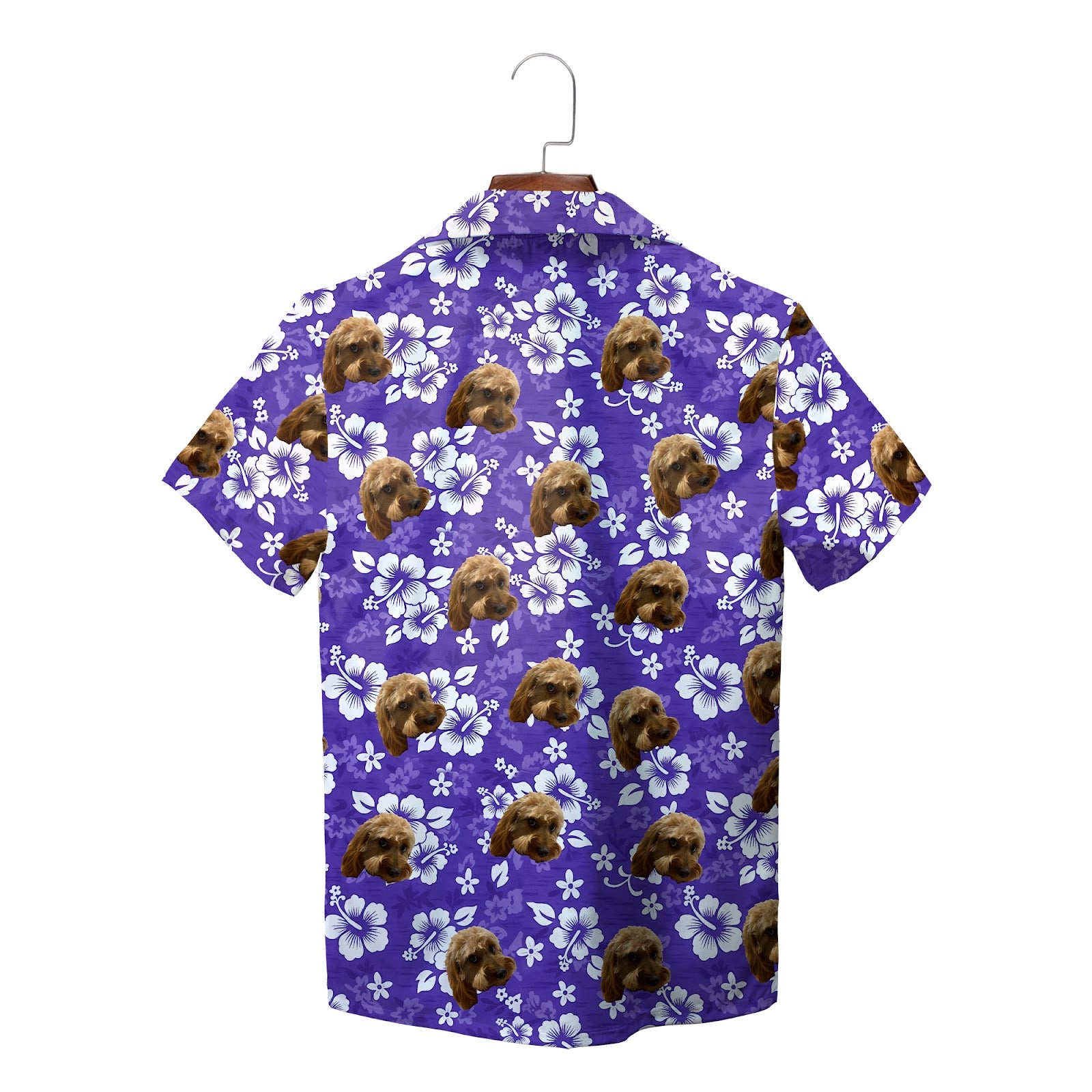 Purple floral Hawaiian shirt with custom dog face print variant 2