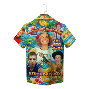 Colorful custom photo birthday Hawaiian shirt tropical print variant 2