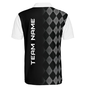 Black gray argyle pickleball polo white sleeves custom name variant 2
