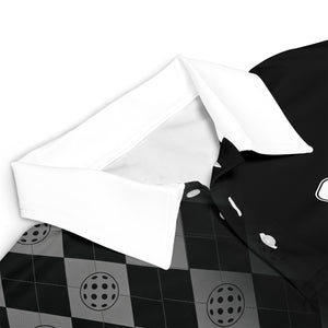 Black gray argyle pickleball polo white sleeves custom name variant 3