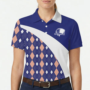 Periwinkle peach argyle pickleball polo shirt mockup variant 5