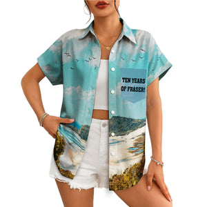 Fraser Island beach scene Hawaiian shirt with custom pocket text variant 4