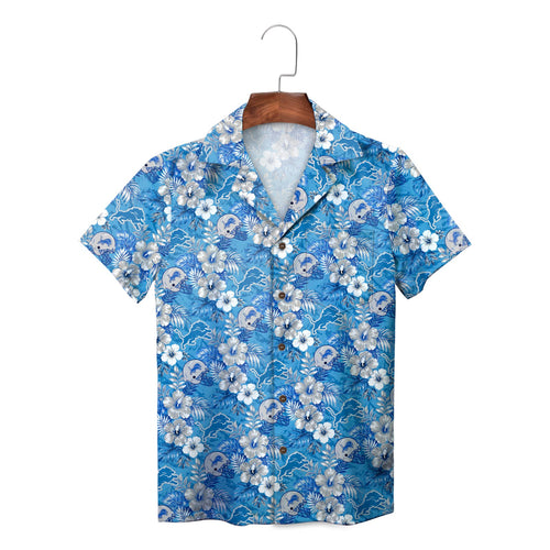 Detroit Lions Honolulu Blue Hibiscus Helmet Hawaiian Shirt