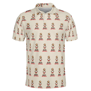 Mustached Mascot Cream Custom Polo Shirt