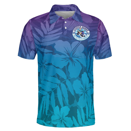 Hibiscus and Fern Purple to Teal Ombre Custom Polo Shirt