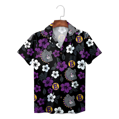 Elbert School District Bulldog Purple Hibiscus Hawaiian Shirt