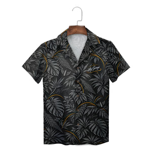 Monstera and Fern Black Custom Hawaiian Shirt