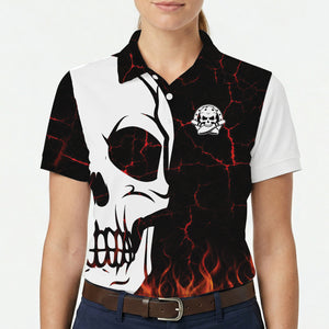 Half white skull polo with flames and bowling emblem variant 5