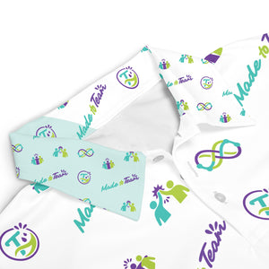 Mint white polo with teal purple teamwork icons variant 3