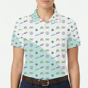 Mint white polo with teal purple teamwork icons variant 5