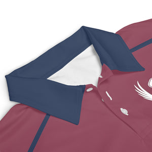 Maroon navy star stripe pickleball polo with name crest variant 3