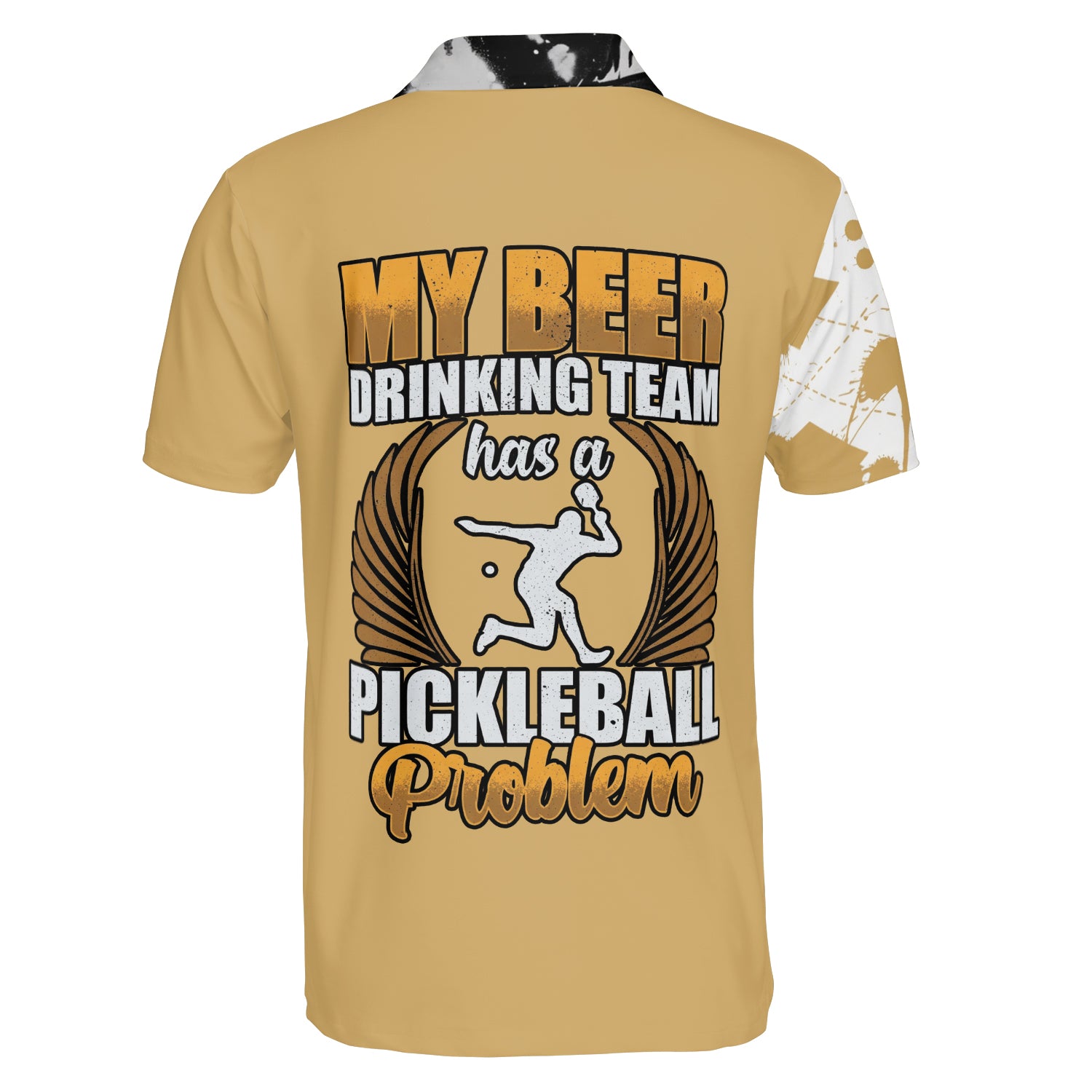 Gold argyle skull split panel custom pickleball polo shirt variant 3