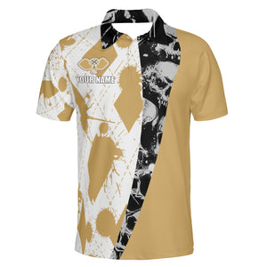 Gold argyle skull split panel custom pickleball polo shirt variant 5
