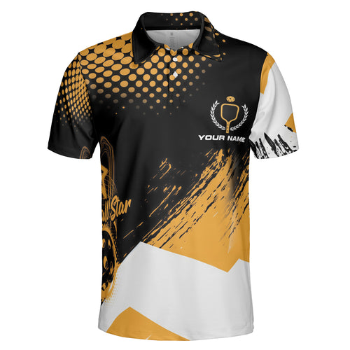 Pickleball All Star Gold Halftone Splash Custom Polo Shirt