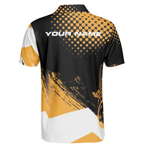 Black gold halftone pickleball polo with paddle crest logo variant 2
