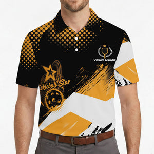 Black gold halftone pickleball polo with paddle crest logo variant 4