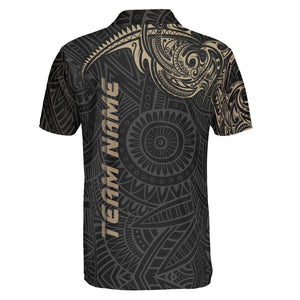 Dark tribal Polynesian pickleball polo with gold accents variant 2