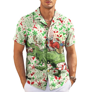 Green T Rex dinosaur carrying Santa Claus Christmas shirt variant 3