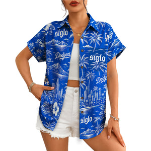 Black white floral palm beach short sleeve shirt variant 17