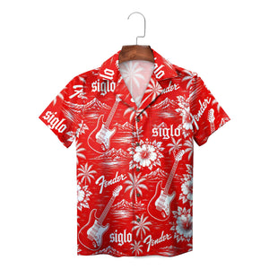 Black white floral palm beach short sleeve shirt variant 4