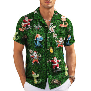 Green grass Hawaiian shirt with skating Santa and cartoon bugs variant 3