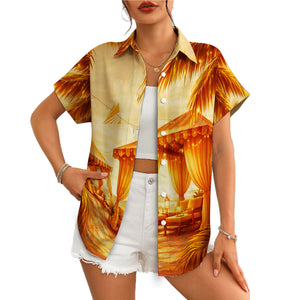 Hawaiian shirt with sunburst palm tree beach umbrella print variant 10