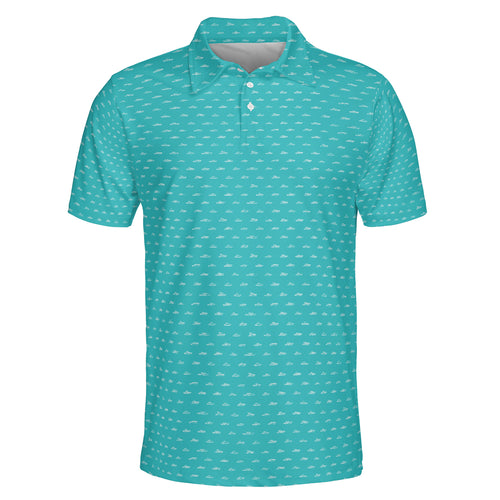 Teal Sportfishing Yacht Print Polo Shirt Custom Team Name