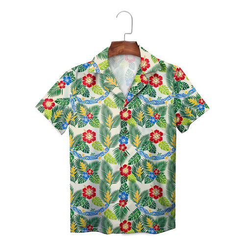 Tropical Hibiscus Palm Leaf Sea Turtle Hawaiian Shirt