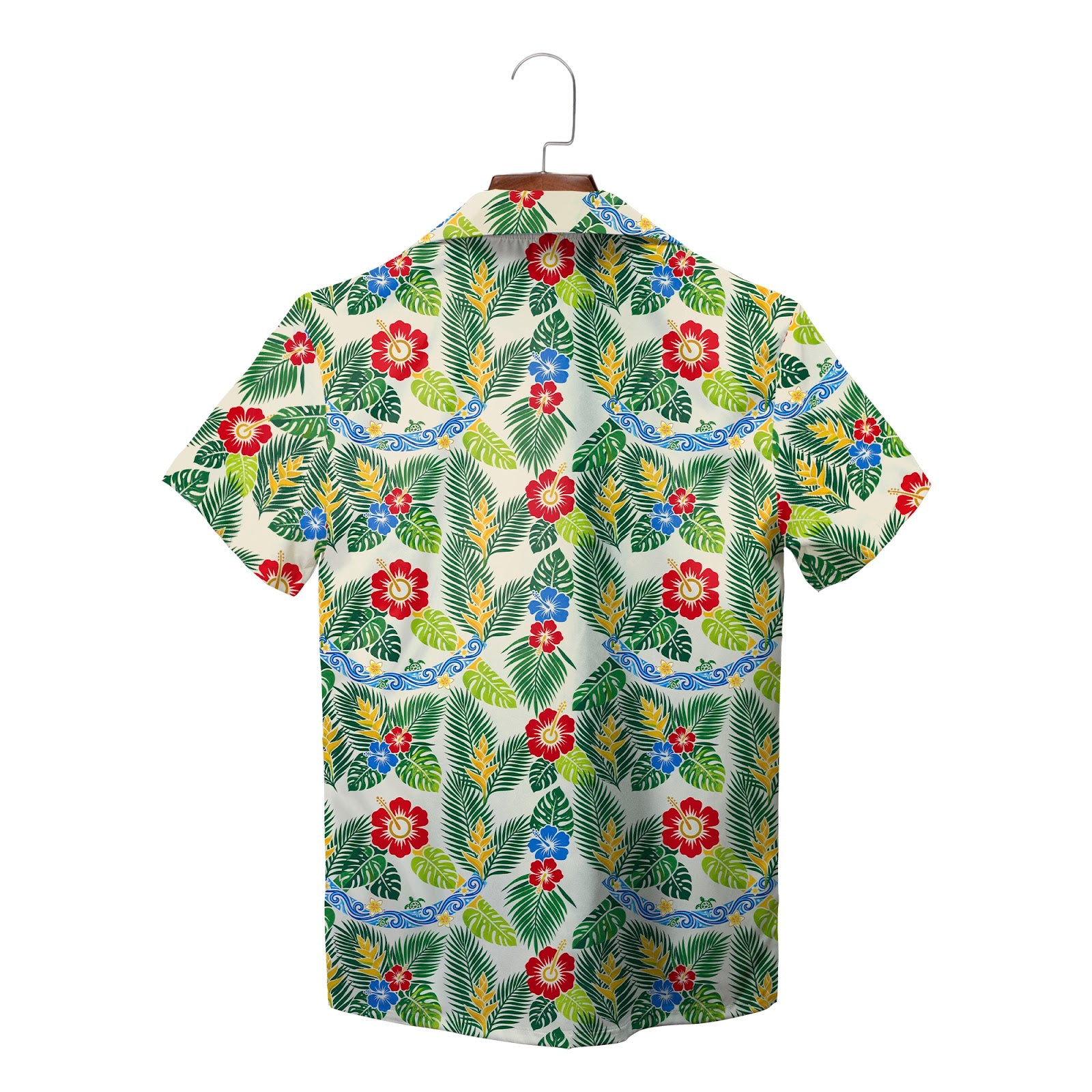 Cream aloha shirt featuring bright blooms green fronds variant 2