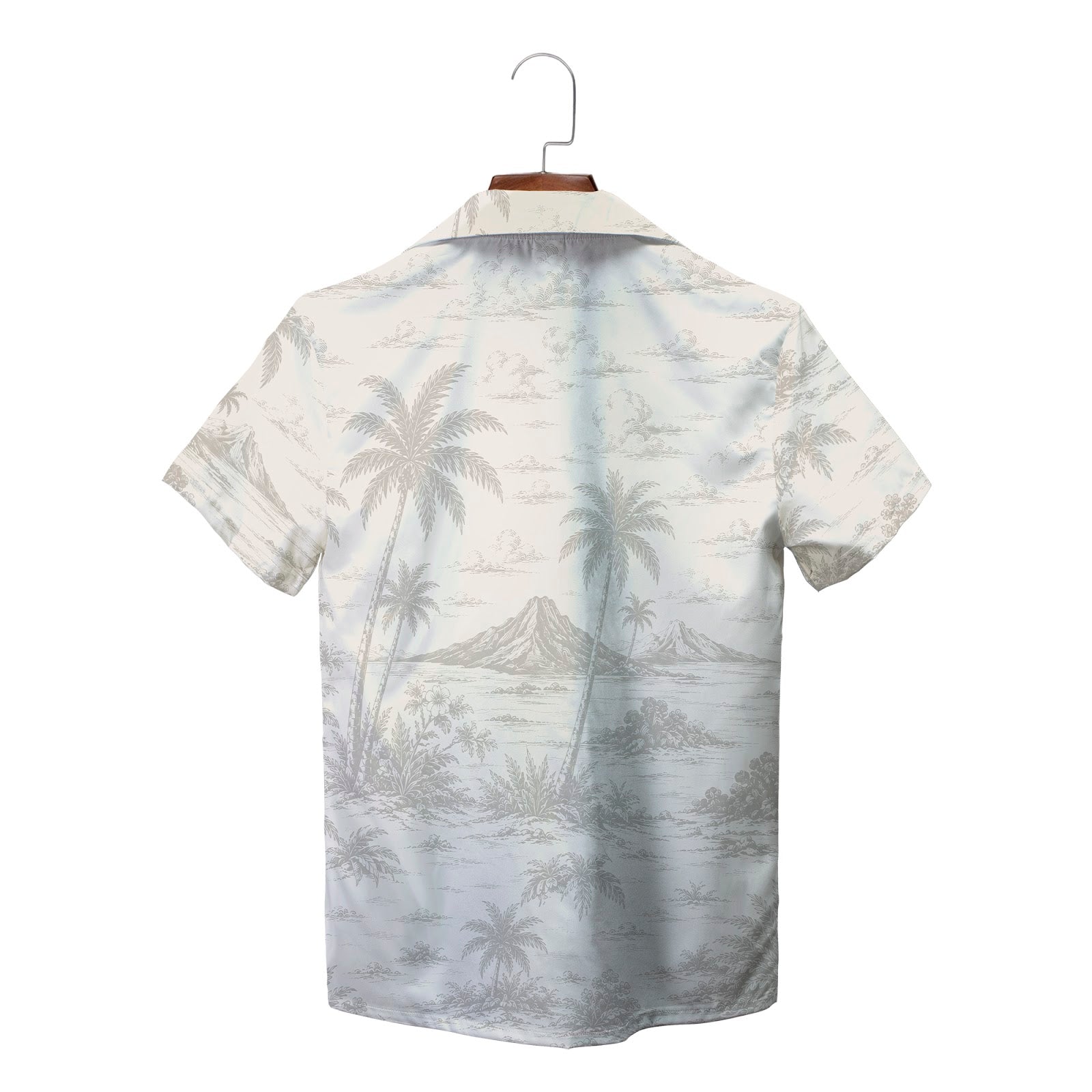 Cream beach print short sleeve shirt on wooden hanger variant 2